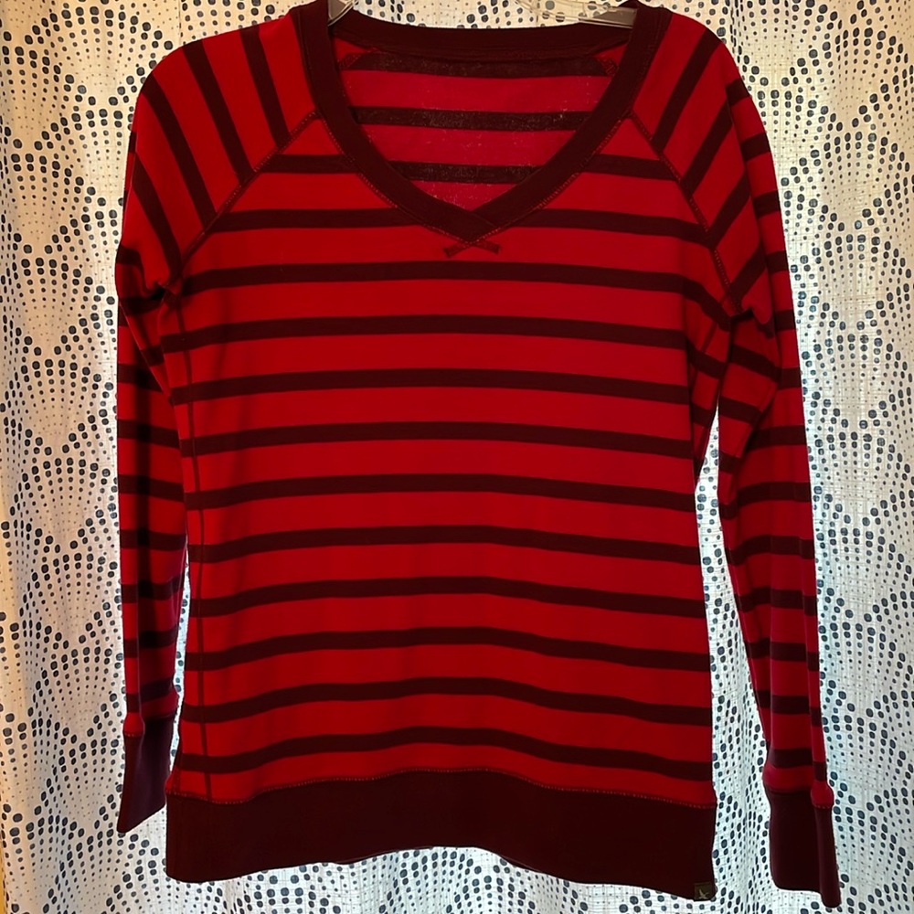 Eddie Bauer red and cranberry striped top